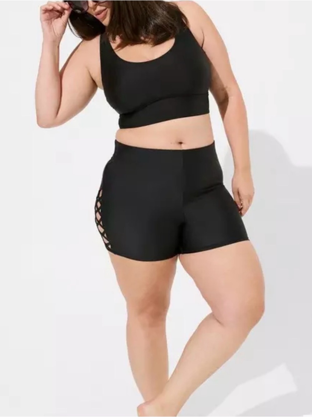 NWT Torrid Black High Rise Strappy Side 3.5 Inch Swim Short size 5x (28)